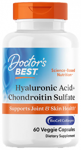 Doctor's Best Hyaluronic Acid + Chondroitin Sulfate, Гиалуроновая кислота + Хондроитин Сульфат, 60 капсул