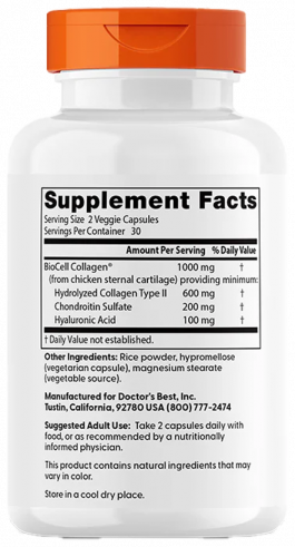 Doctor's Best Hyaluronic Acid + Chondroitin Sulfate, Гиалуроновая кислота + Хондроитин Сульфат, 60 капсул