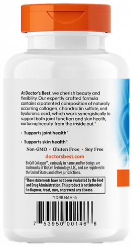 Doctor's Best Hyaluronic Acid + Chondroitin Sulfate, Гиалуроновая кислота + Хондроитин Сульфат, 60 капсул