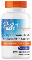 Doctor's Best Hyaluronic Acid + Chondroitin Sulfate, Гиалуроновая кислота + Хондроитин Сульфат, 60 капсул